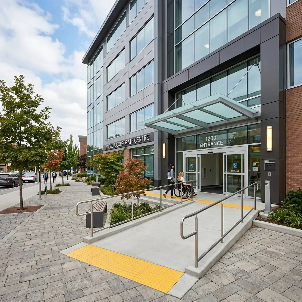 DDA-compliant ramp entrance in Manchester