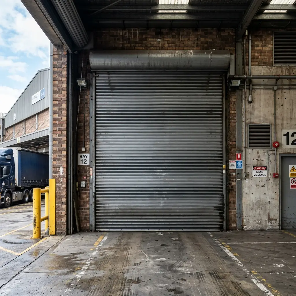 Industrial roller shutter repairs on a Manchester warehouse loading bay